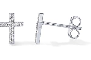 PAVOI 14K Gold Plated Sterling Silver Posts Cross Earrings for Women | Small Religious Faith Cubic Zirconia Cross Studs Huggies Earrings