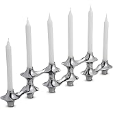 nambe Cortina Hinged Candelabra | Metal Candle Holder for Six Candles | Silver Candlestick Holders for Taper Candles | Table Centerpiece for Christmas, Thanksgiving, Dinner Party, Wedding, Table