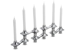 NAMBE Nambé Cortina Hinged Candelabra, Adjustable Six-Arm Candle Holder for Taper Candles, Modern Sculptural Centerpiece, Elegant Dining Table & Mantel Decor, Luxury Home Decor, Wedding & Party Centerpiece