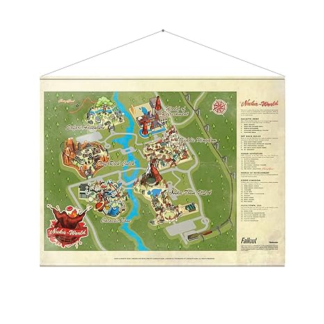 Fallout Papier Peint Motif Carte Du Monde Nuka Amazonfr