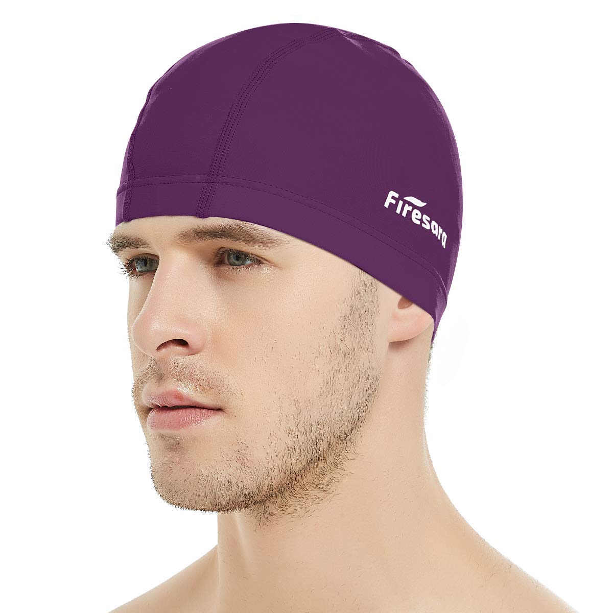 Lycra Swimming Cap, Firesara Swim Cap Anti-Tear Swim Hat Comfortable No-Slip for Men Women Long Short Hair Adult Boys Girls-Purple