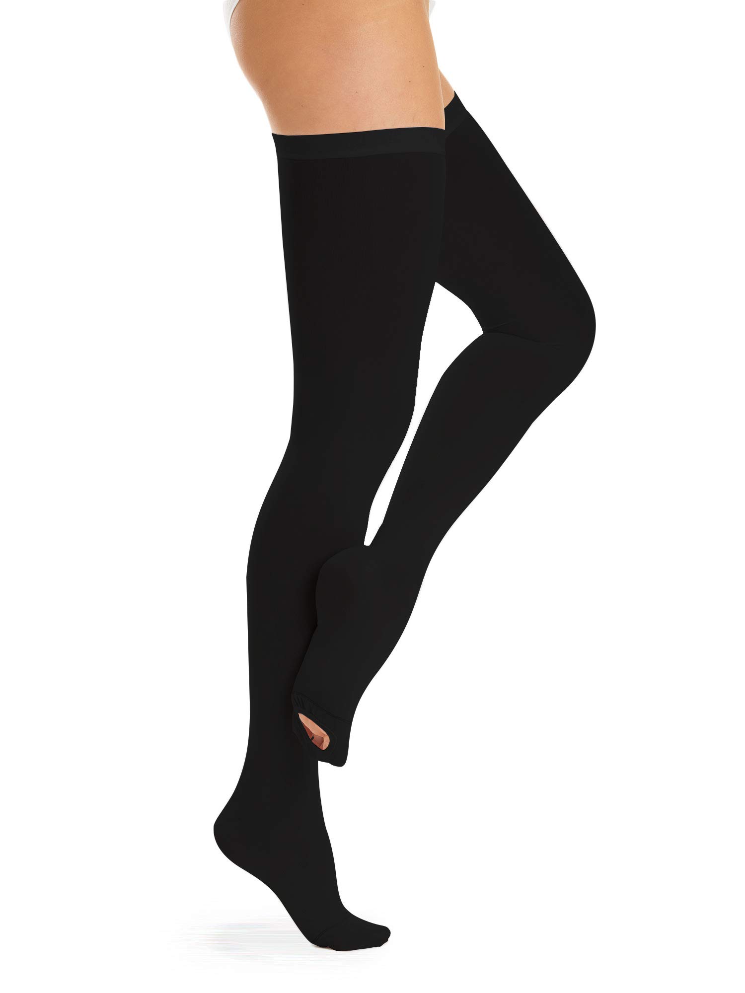 Relaxsan Antiembolism M2370A (1 Pair - Black, M) Anti-embolism hold up stockings with inspection hole - K1-18-23 mmHg