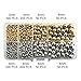 BEADNOVA 1200pcs Rose Gold/ Silver Plated Brass Round Beads 3mm 4mm 6mm 8mm Free Plastic Container Box for Jewelry Making