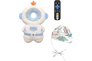 PLOVZ Baby Head Protector Backpack Head Protection Pillow, Baby Helmet for Crawling Walking and Baby Teething Toys 3Pcs Set