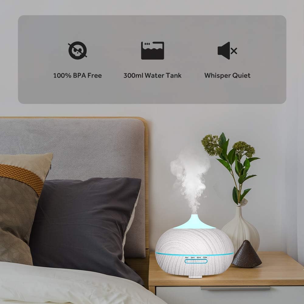 WD&CD 300-400 ML Essential Oil Diffusers Ultrasonic Aroma Diffuser Humidifier Cool Mist, Waterless Auto-off - Image 4