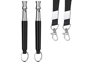 DIZU Dog Whistle, Dog Training Whistle with Lanyard, 2 Pcs Adjustable Ultrasonic Silent Dog Recall Whistles, Professional Dog Whistle to Stop Barking Neighbors Dog (Black)
