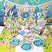 Nidezon SpongeBob Party Supplies Set-100 Pieces SpongeBob Birthday Decoration Shower Decorations Backdrop Banner Cake Topper Paper Hat Gift Bag Table Cloth- Serves 6 Guest