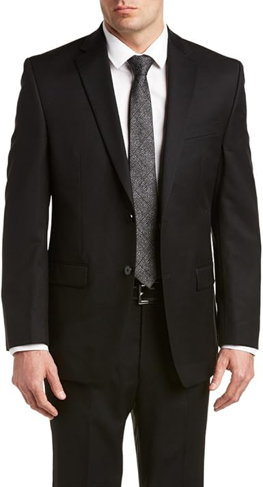 calvin klein solid wool black slim x fit suit