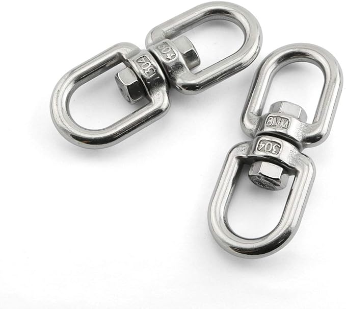 2pcs M8 Double Eye Chain Swivels Hook Shackle 304