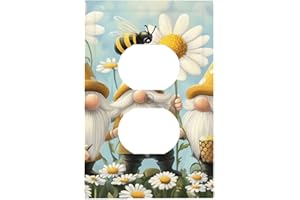 OSAM SPACE Cartoon Gnomes Daisy Bee Outlet Covers 1 Gang Duplex Wall Plates Decorative Light Switch Cover Plate Single Duplex