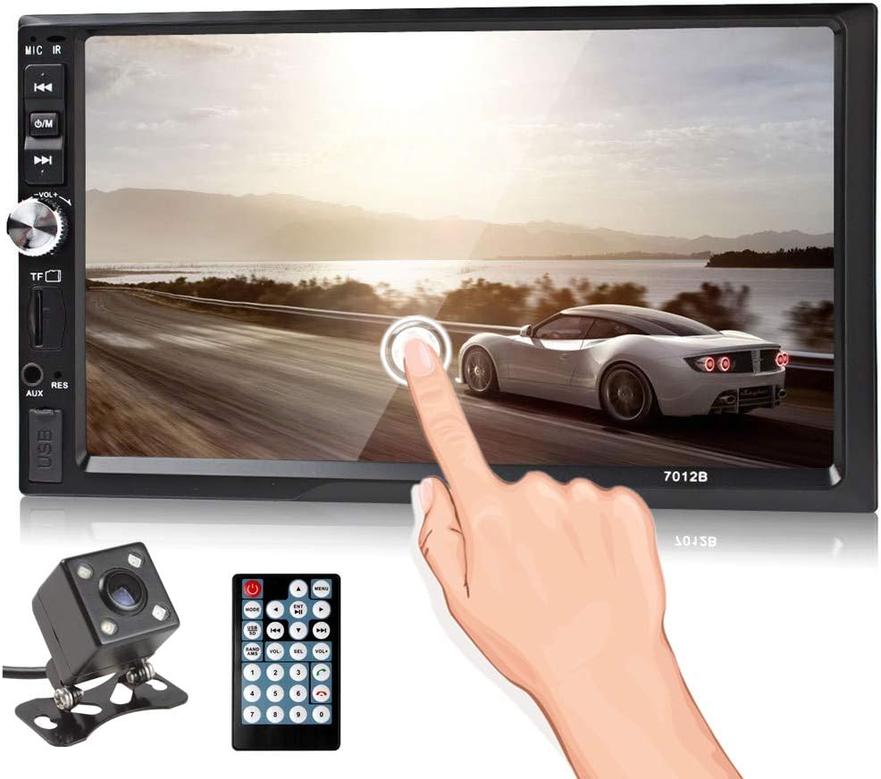 Car Rear View Camera + Cavogin 7 inches Double Din Touchscreen in Dash Stereo Car Receiver Audio Video Player with Bluetooth FM Radio Mp3 MP5 / TF/USB / AUX/Steering Wheel Controls+ Remote Control