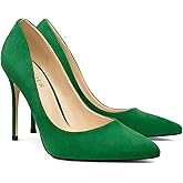 COLETER Women's 4 Inch Pumps Pointy Toe Wedding Dress Shoes Slip on Stiletto Pumps