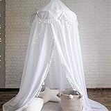Bed Canopy Round Dome, Chiffon Mosquito Net Indoor Outdoor Playing Reading Tent Bedroom Decoration for Baby Kids Room (White)