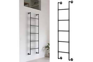 LOYESM 5.4FT Bunk Bed Ladder,5-Rung 330LBS Load Wall Mounted RV Bunk Ladder,Heavy Duty Metal Step Ladder for Home,Loft,Basement Window Well Egress,Fire Emergency Escape,Black