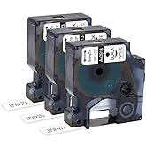 Oozmas Compatible Label Tape Replacement for Dymo D1 Label Tape 3/8 Inch 41913 (40913) S0720680 Black on White Refills for DYMO LabelManager 160 280 360D Label Maker COLORPOP, 3-Cartridges