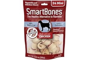 SmartBones Mini Chews With Real Chicken 24 Count, Rawhide-FreeChews For Dogs