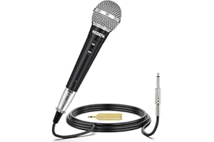 KEDEFA KM58 Handheld Wired Karaoke Microphone, Cardioid Dynamic Vocal Mic with 13.12ft Detachable XLR Audio Cable and ON/Off Switch, for Karaoke Singing Machine, Speaker