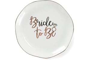 VINCOMIC Wedding Ring Dish For Bride-Bride To Be Jewelry Dish Tray-Ceramic White