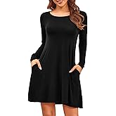 HiMONE Long Sleeve Dresses for Women Black Dress Casual Short T-Shirt Dresses