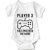 listery Baby Announcement Gamer Newborn Funny Baby Player 3 Has Entered The Game Boy Bodysuit Gamer Clothes