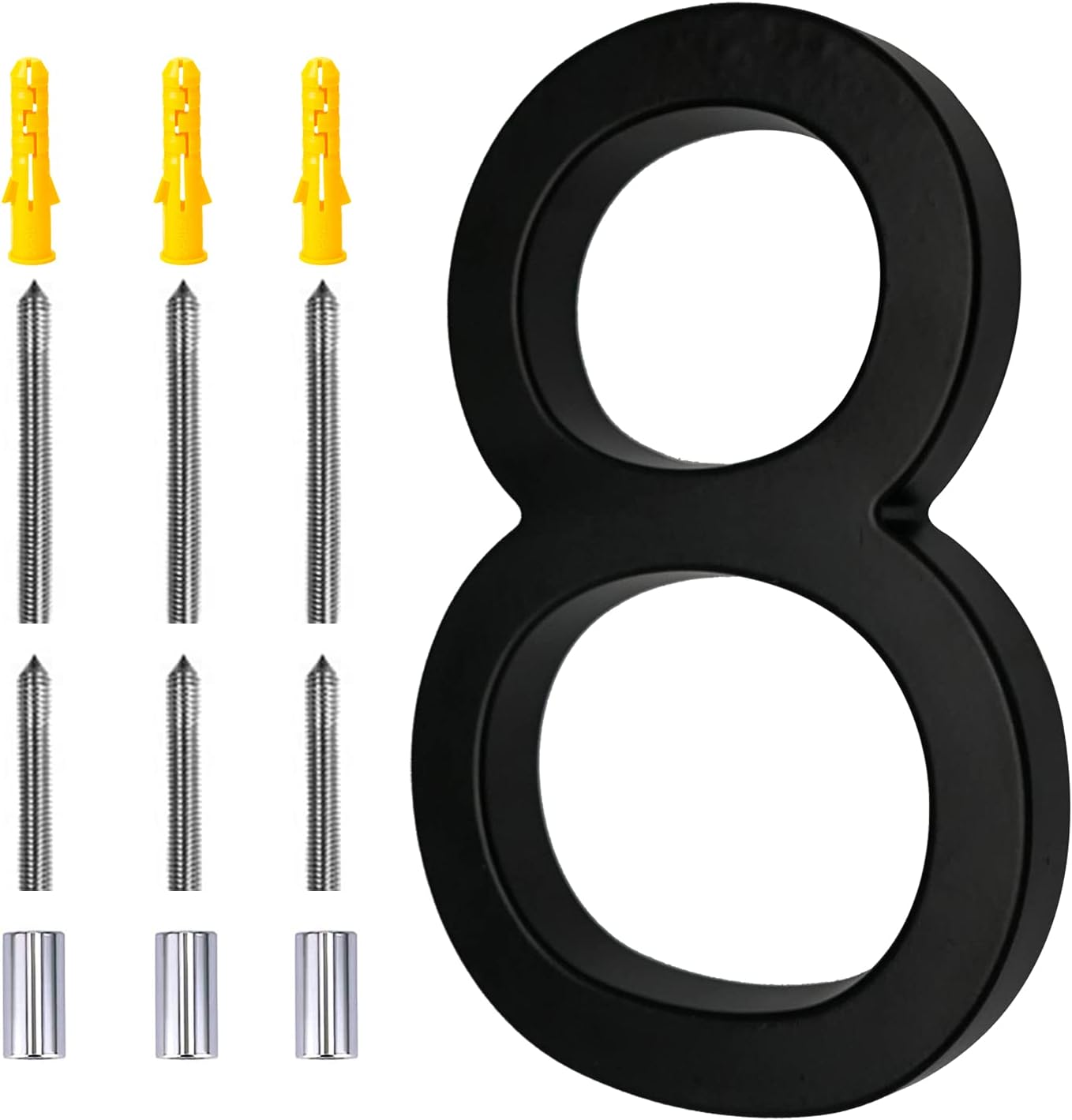 Address Signs - 6 Inch Modern House Numbers Floating House Street Home Address Numbers For House Black Floating Mount Or Flush Mount Zinc Alloy Black House Numbers For Outside 6 Inch Number 8