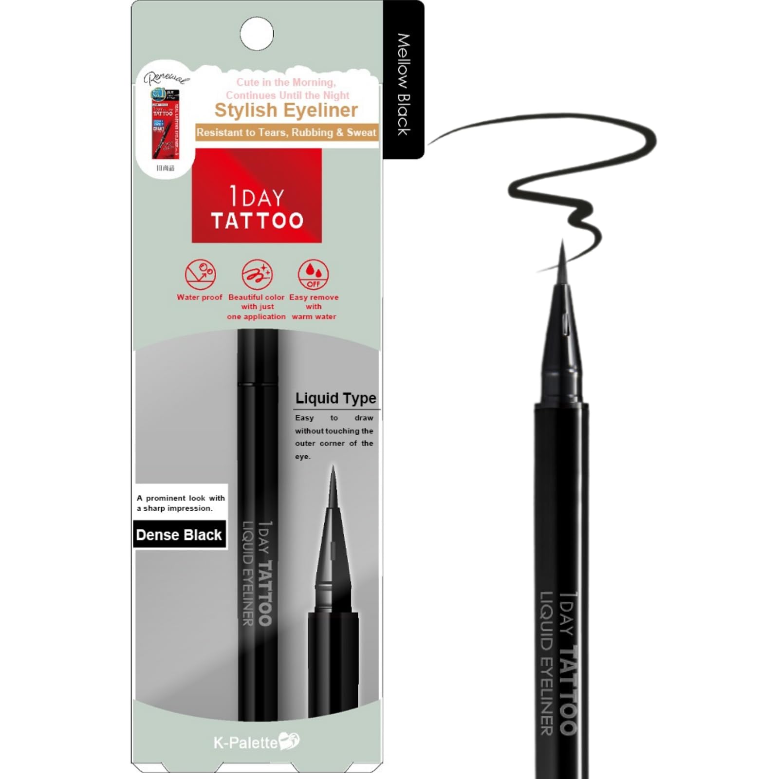 K-Palette 1DAY TATTOO Liquid Eyeliner 01 Mellow Black 0.67ml