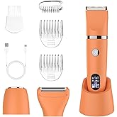 Zivelier 3-in-1 Electric Razor IPX7 Waterproof Bikini Trimmer Wet & Dry Use Painless Personal Trimmer Groomer for Ladies Face Body Legs Bikini Public Hairs Electric Lady Shaver with Replaceable Heads