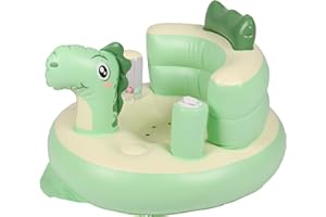 INFLATEFLY Baby Seat Inflatable Infant Floor Seat Toddler Chair Support Sitting Up Built in Air Pump with Tinkling Bells for 5-36 Months Home and Travel (Green)