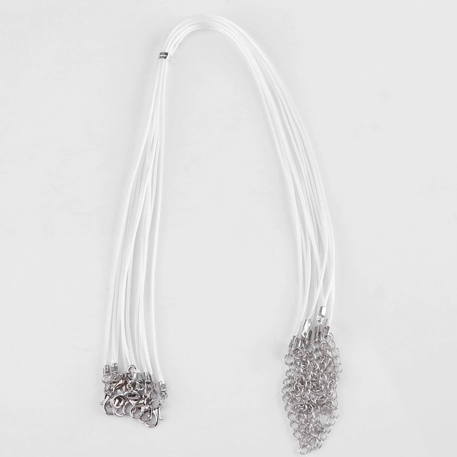 Waxed Necklace Cord with Clasp， 10Pcs Necklace Cord with Clasp Bulk for Jewelry Pendants Bracelet Jewelry Making[Snow white] Necklaces