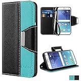 Galaxy J5 2016 Case - Vakoo [Book Style] Premium-PU Leather Wallet Folio Mobile Phone Protector Cover Flip Case for Samsung Galaxy J5 (2016) / J5 Duos / J510 (Blue Black)