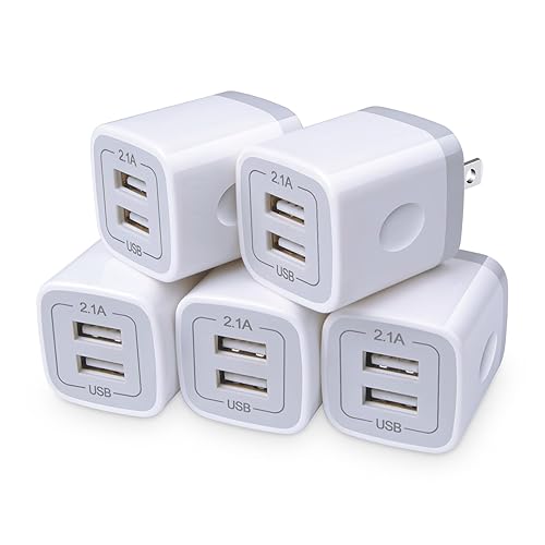 USB Charger Wall Plug, FiveBox 5Pack Fast 2Ports USB Wall