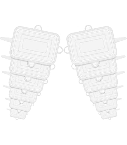 Longzon Lot de 14 couvercles en silicone extensibles comprenant 2 pièces de taille jusqu'à 24,9 cm de diamètre, couvercles de conservation alimentaire réutilisables et durables pour bol, 7 tailles