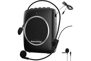 RESPONSEBRIDGE Voice Amplifier for Teachers Personal Lapel Microphone/Wired Microphone Headset - Loudly Rechargeable Portable Microphone with Speaker, 2000mAh Small Pa System with Headset Microphone Classroom ect