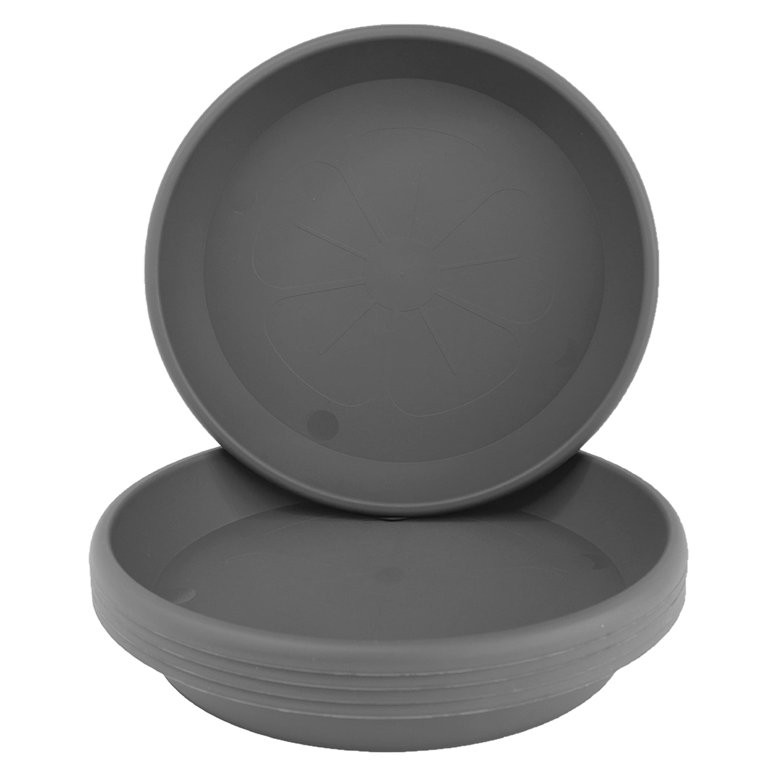 Home Garden Ornaments Plant Pot Saucers Strong Drip Tray Round Tray Plastic Trays Set of 5 (Grey, Diameter: 15cm)