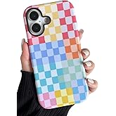 Longlayss Compatible with iPhone 17 Case（6.3"） with Cute Colorful Checkered Pattern, Shockproof Slim TPU and Hard PC Protective Phone Case for Women Girl Men - Colorful 4