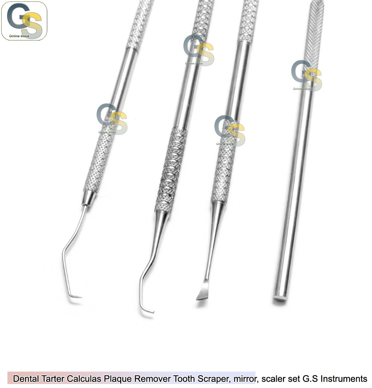 DENTAL TARTER CALCULAS PLAQUE REMOVER TOOTH SCRAPER, MIRROR, SCALER SET G.S INSTRUMENTS: Beauty