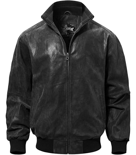 Burk's Bay Lamb Leather Classic Bomber Jacket S Black at Amazon