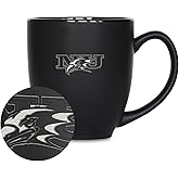 Rico Industries NCAA Niagara Purple Eagles 15oz Laser Engraved Matte Black Ceramic Bistro Mug - for Hot or Cold Drinks