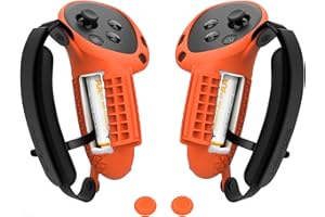 SoJumpvr Controller Grips Cover Compatible with Meta Quest 3S/Quest 3 Accessories, Hand Strap with Battery Opening, Knuckle Straps with Widen and Thicken Sponge(Not for Charging Dock) (Orange)
