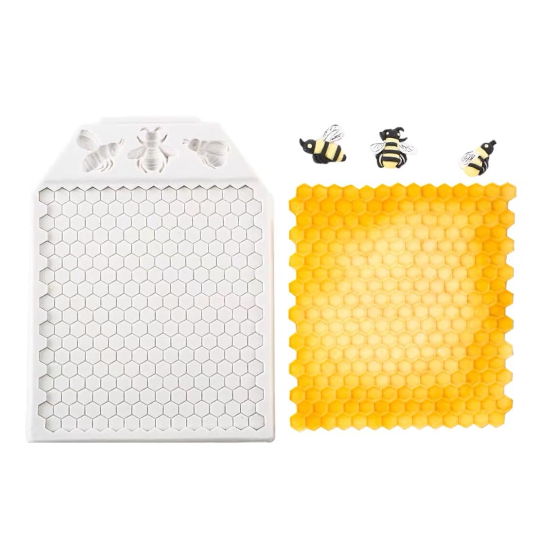 ZPSHYD Honeycomb Silicone Mold, Fondant Mold for Honeycomb, Beehive and Honeybee Themed Creations-Fondant Cakes, Chocolate Decorations, DIY Baking