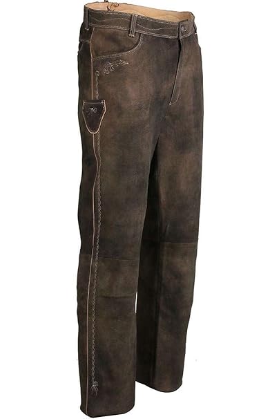 Spieth & Wensky Herren Trachten Lederhose lang Dunkelbraun, braun,