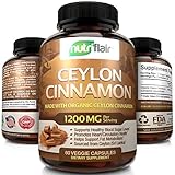 NutriFlair Ceylon Cinnamon (Made with Organic Ceylon Cinnamon) 1200mg per Serving, 60 Capsules - Healthy Blood Sugar Support, Joint Support, Anti-inflammatory & Antioxidant - True Sri Lanka Cinnamon