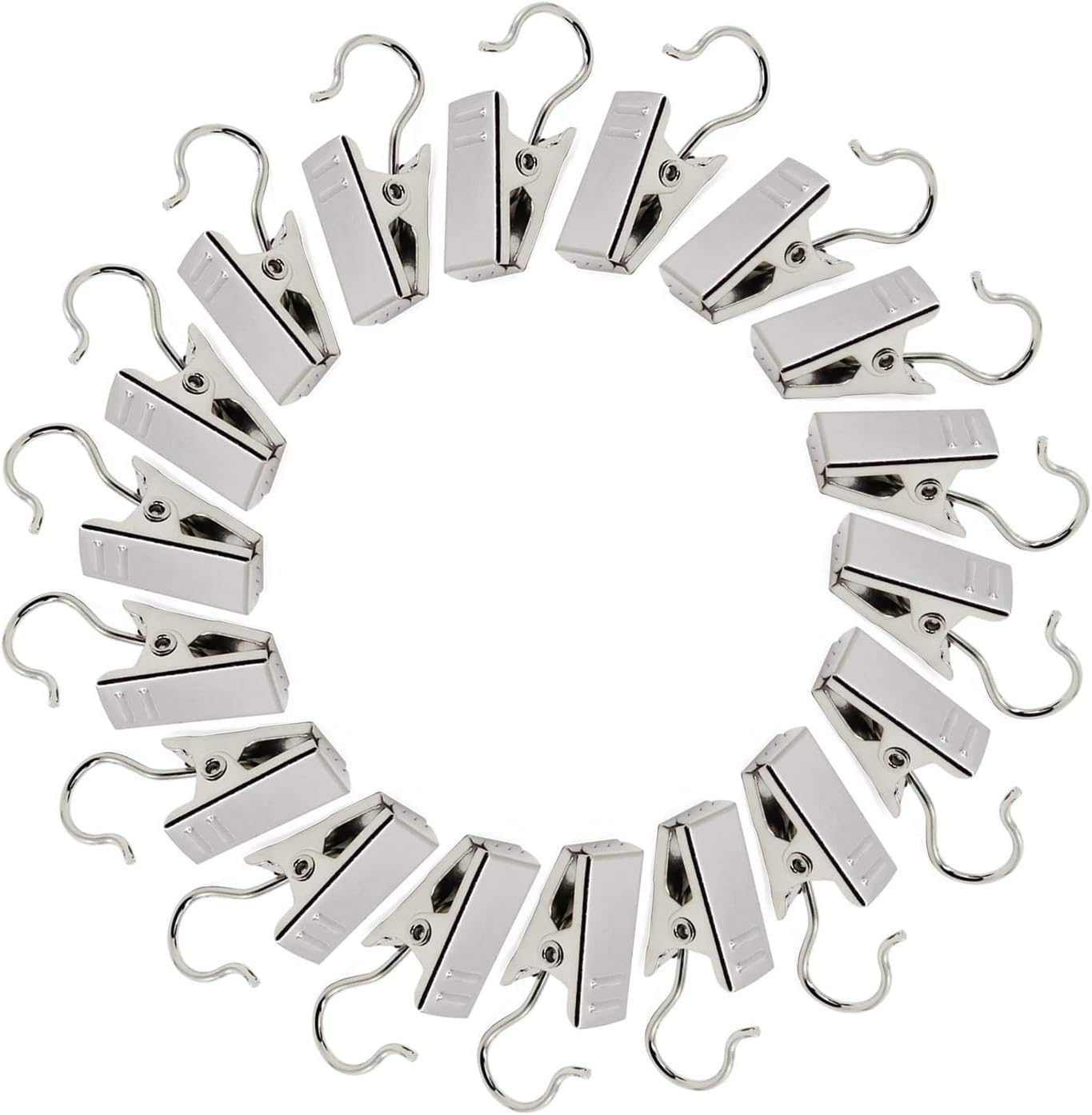 Curtain Clips with Hooks, Shower Curtain Hanging Hooks, Stainless Steel Curtain Clips, Light Hangers Wire Holders for Home Decorations Bathroom Shower Curtain Photo Decors (50 Pack)