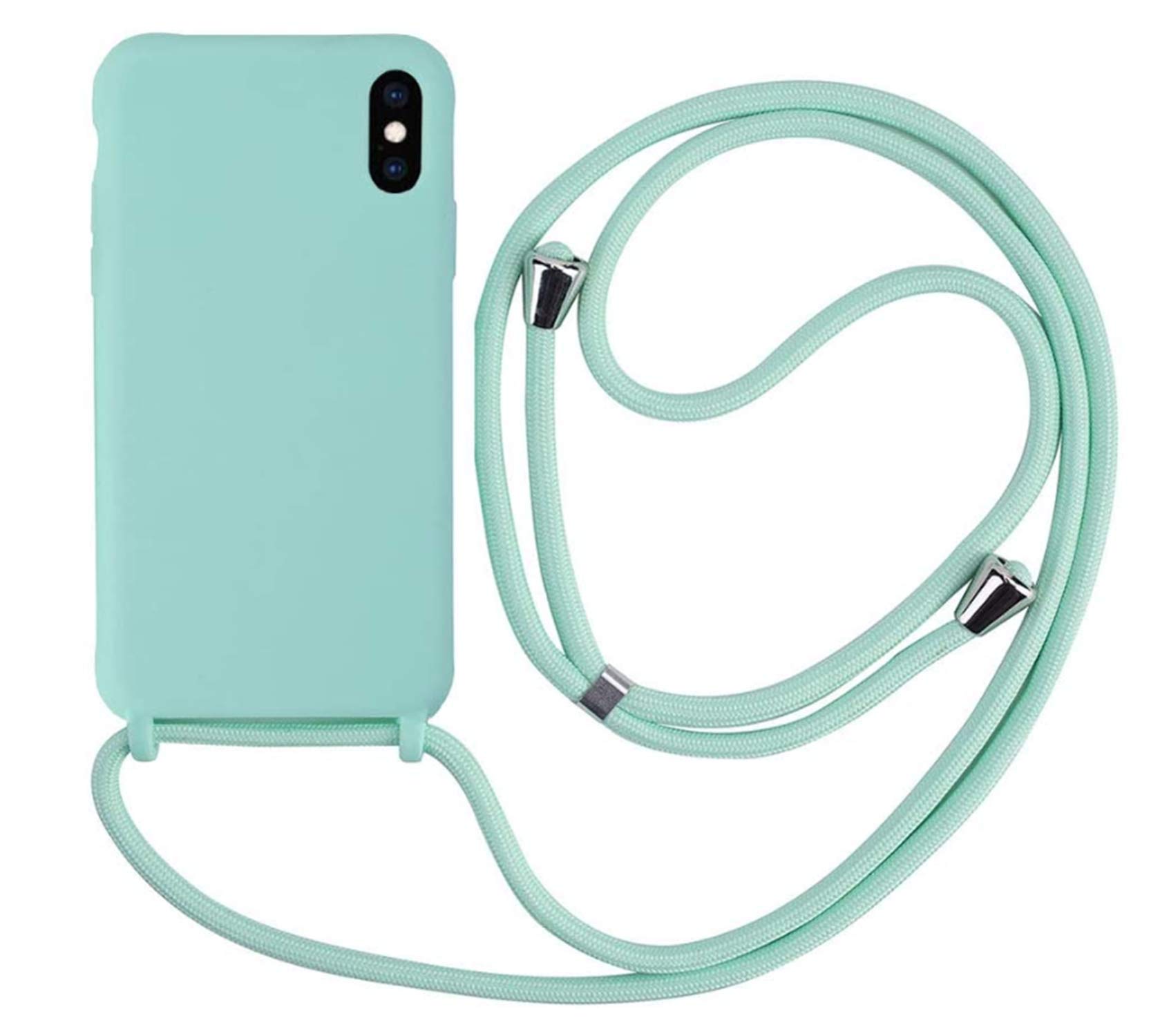 MEVIS Case Compatible with iPhone X/XS Max, Collar for Cell Phone Collars Slim Shockproof Adjustable Lanyard Case Light Green — image 1