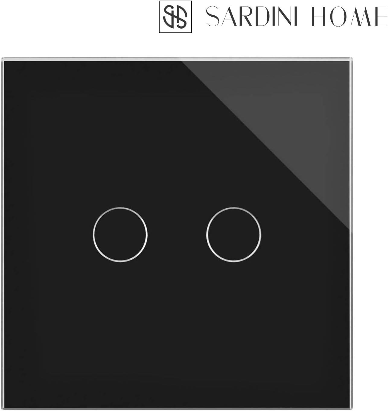 Sardini Home Nero Black Tempered Glass UK Touch Screen Single Wall Light Switch - 2 Gang 1 Way with Responsive LED On/Off Indicator - Image 3