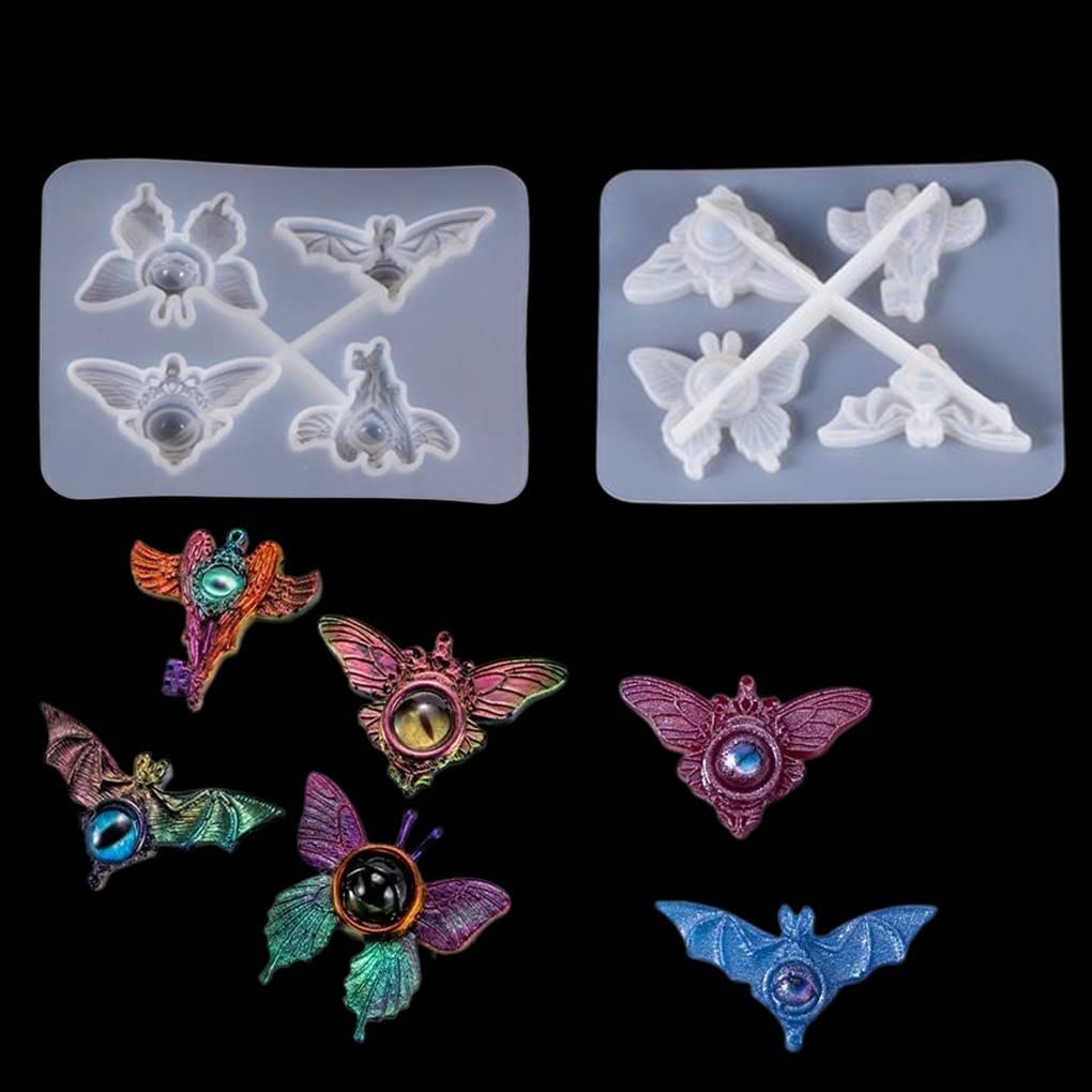 FineInno Devil Designs Resin Molds Dragonfly Butterfly Silicone Casting Molds Feather Cat Head Devil Eye Mold for Resin Jewelry Making DIY Craft (Devil Eye Mold)