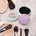 Eye Brush Cleaner, Color Removal Sponge, Quickly Shaking Off Eyeshadow Power Colors on Black Coarse Sponge, White Case with Pink Rose Printed