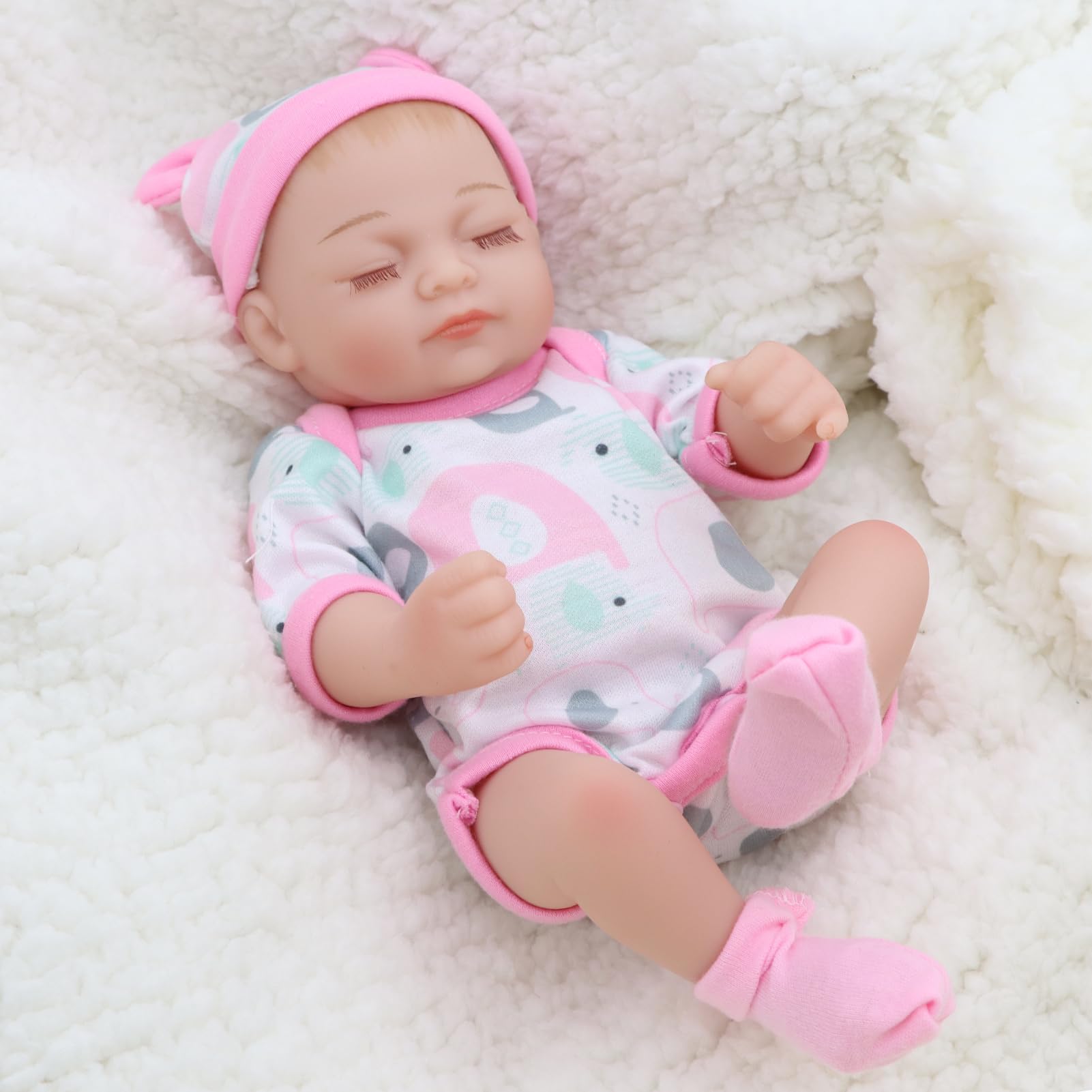 Photo 1 of JRLCGYP Realistic 10 Inch Sleeping Newborn Baby Doll - Reborn Alive Soft Silicone Vinyl Baby Girl with Close Eyes, Girl Doll Set for Ages 3+