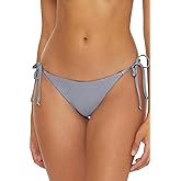 BECCA Women's Standard Color Sheen Tie Side Bikini Bottom, Cheeky Coverage, Swimwear Separates, Blu Shadow, Large