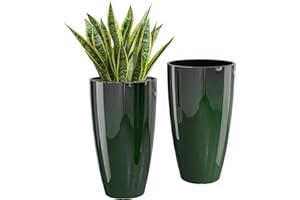QCQHDU 21 inch Tall Planters for Outdoor & Indoor Plants, 2 Pack Sturdy Plant-Flower-Tree Pots for Front Porch Patio Deck Liv